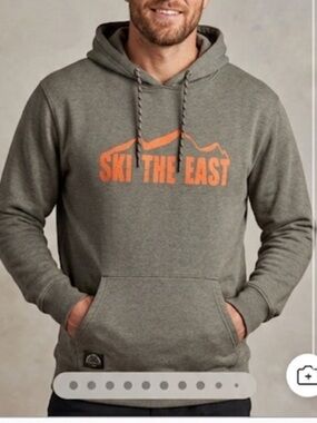 Ski The East Organic Cotton Gray Pullover Hoodie Men’s Size M Logo Sweatshirt
